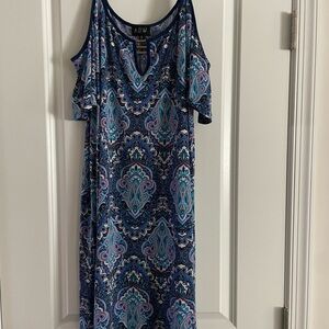 AUW Blue Cut Out Cold Shoulder Sundress